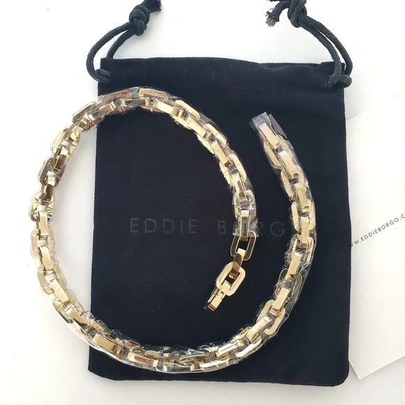 nwt Eddie Borgo Supra 17" Link Statement Gold Necklace - Picture 2 of 5